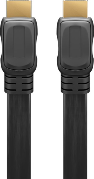 goobay High Speed HDMI Flachkabel mit Ethernet vergoldet schwarz 3 m (Bulk)