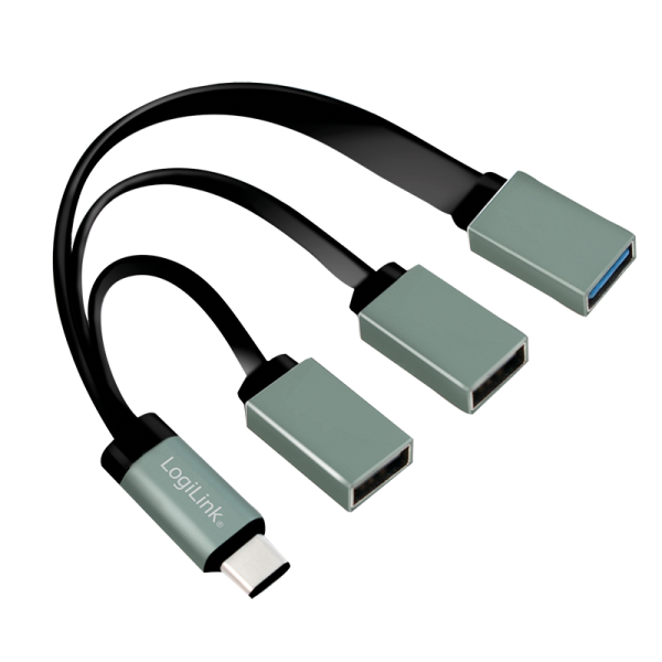 LogiLink USB C 3.1 Hub 2 x USB 2.0 + 1 x USB 3.0 grau (1er Faltschachtel)