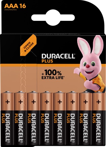 Duracell Plus Alkaline Micro AAA LR03 1.5 V (16er Blister)