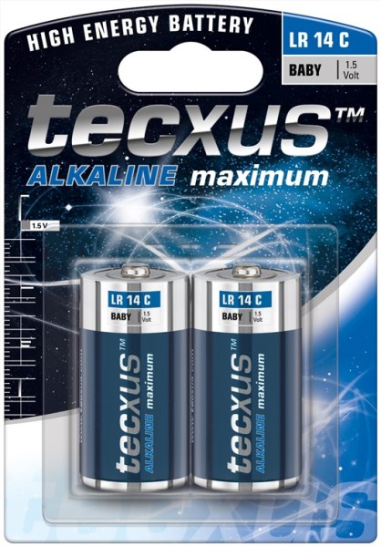 tecxus Alkaline maximum AlkaliMangan Batterie LR14/C Baby 1,5 V (2er Blister)