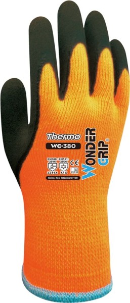 Wonder Grip WG-380 Arbeitshandschuhe Thermo orange M/8 (2er Blister)