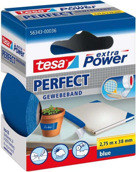 tesa Gewebeband extra Power Perfect blau 2,75 m x 38 mm