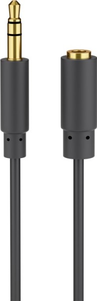 goobay Kopfhörer und AudioVerlängerungskabel AUX 3,5 mm slim schwarz 2 m