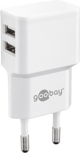 goobay Dual USB Ladegerät 12 W weiß (1er Faltschachtel)