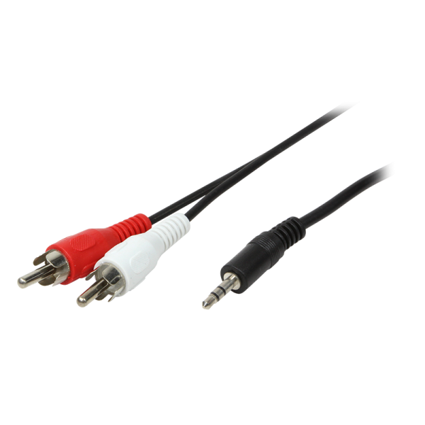 LogiLink Audio Kabel 3,5 mm 3 Pin/M zu 2 x Cinch/M schwarz 5 m
