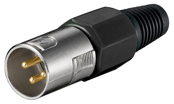 goobay Mikrofonstecker XLR 3 Pin mit vergoldeten Kontakten/geschraubter Zugentlastung schwarz