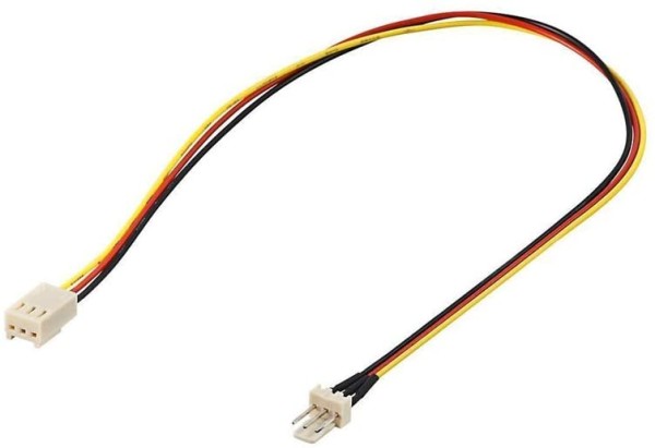 goobay Internes PC Stromkabel 3 polig Stecker auf 3 polig Kupplung schwarz gelb/rot 0,3 m (Bulk)