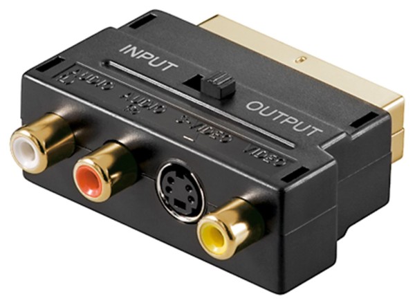 goobay Scart zu Composite Audio Video und S Video Adapter IN/OUT 21 polig (Bulk)