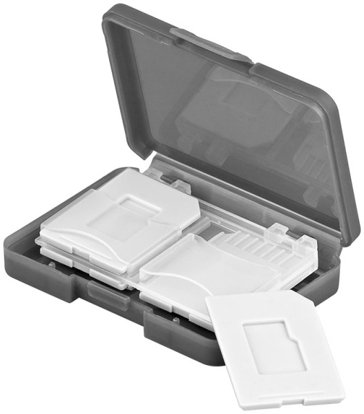 goobay Speicherkarten Transportbox für max. 4 x SD/MicroSD/MMcKarten transparent/grau (1er Blister)
