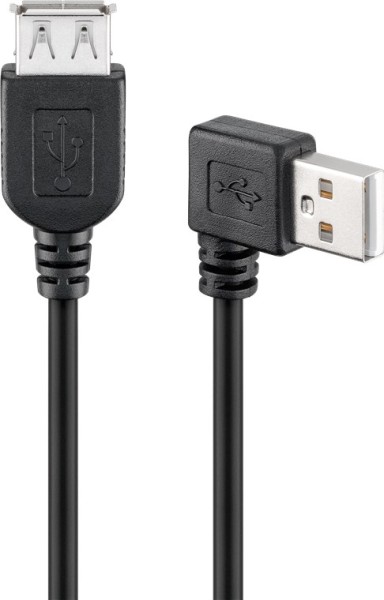 goobay USB 2.0 Hi-Speed Verlängerungskabel A Stecker 90° rechts auf A Buchse schwarz 0,3 m