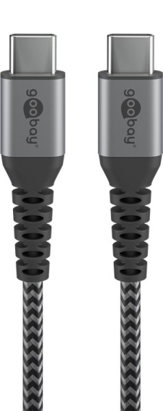 goobay Textilkabel mit Metallsteckern USB-C auf USB-C space grau/silber 0,5 m (1er Softpack)