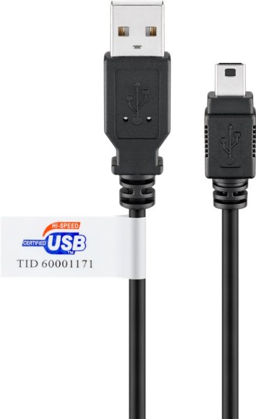 goobay USB 2.0 Hi-Speed Kabel mit USB Zertifikat schwarz 3 m