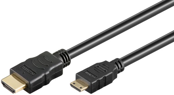 goobay HDMI High Speed Kabel Mini mit Ethernet vergoldet schwarz 3 m (Bulk)