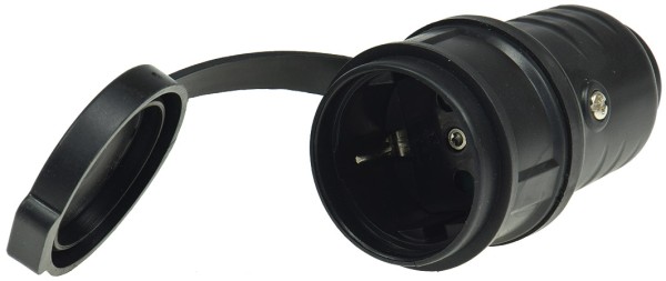 ChiliTec Schutzkontakt Gummikupplung für Außen 250 V/16 A IP44 schwarz (Bulk)