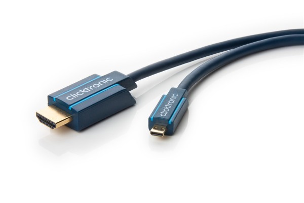 clicktronic HDMI auf Micro HDMI Adapterkabel vergoldet 5 m (1er Faltschachtel)