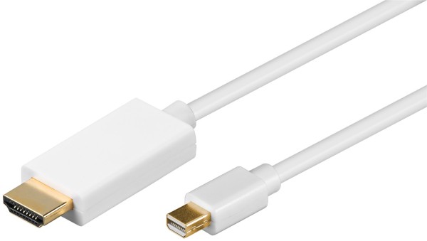 goobay Mini DisplayPort auf HDMI+ Kabel Mini Displayport Stecker auf HDMI+ A Stecker weiß 1 m