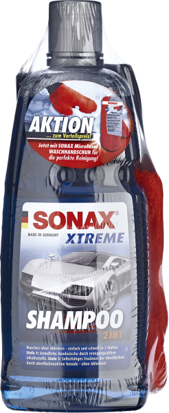 SONAX XTREME Shampoo 2 in 1 1 L + Microfaser WaschHandschuh AKTION