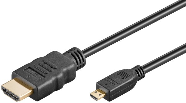 goobay High-Speed-HDMI-Kabel mit Ethernet Micro, 4K @ 60 Hz schwarz 1 m (Bulk)