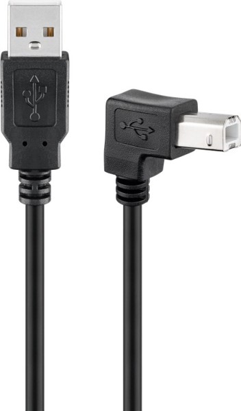 goobay USB 2.0 Hi-Speed Kabel A Stecker auf B 90° Winkelstecker schwarz 5 m