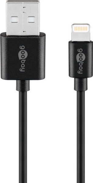 goobay Lightning USB Lade und Synchronisationskabel MFi Kabel für Apple iPhone/iPad schwarz 0,5 m