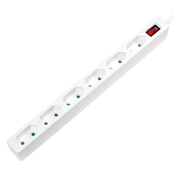 LogiLink Steckdosenleiste 6 fach mit Schalter schmal weiß 1,5 m (1er Blister)