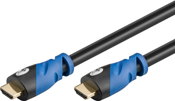 goobay Premium High Speed HDMI Kabel mit Ethernet vergoldet schwarz/blau 3 m (1er Softpack)