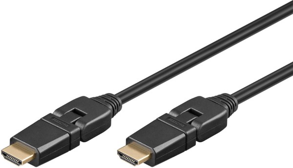 goobay High Speed HDMI 360° Kabel mit Ethernet vergoldet schwarz 3 m (Bulk)