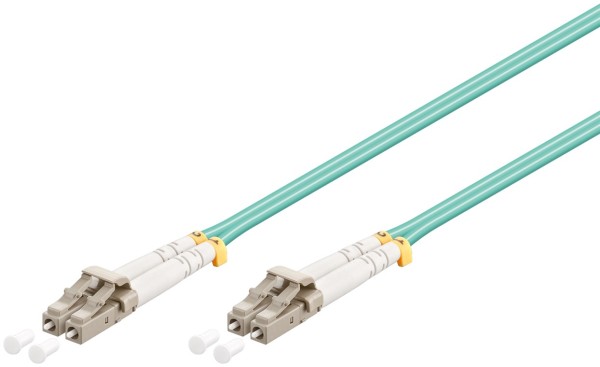 goobay LWL Kabel Multimode OM3 LC Stecker UPC auf LC Stecker UPC aqua 15 m