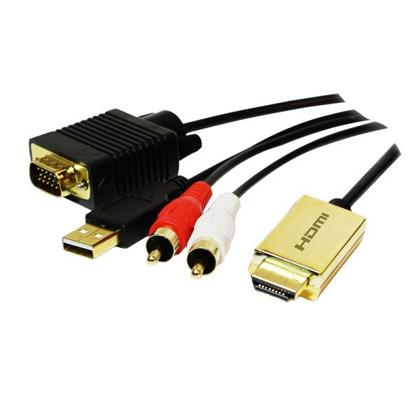 LogiLink HDMI Kabel zu HD15 + USB + 2 x RCA HD schwarz 2 m (1er Blister)
