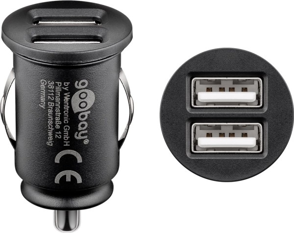 goobay Dual USB Autoladegerät 24 W max. 4,8 aschwarz (1er Softpack)