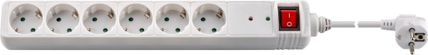 goobay Steckdosenleiste 6 fach mit Überspannungsschutz und Schalter weiß 1,4 m (Bulk)