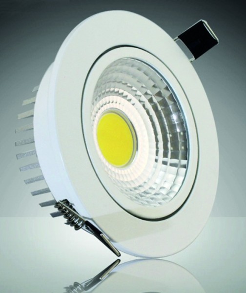 ChiliTec LED-Einbauleuchte COB-7, 7W, 450lm ALU, 3000K, 90°, Ø109xT47mm, Rahmen weiß