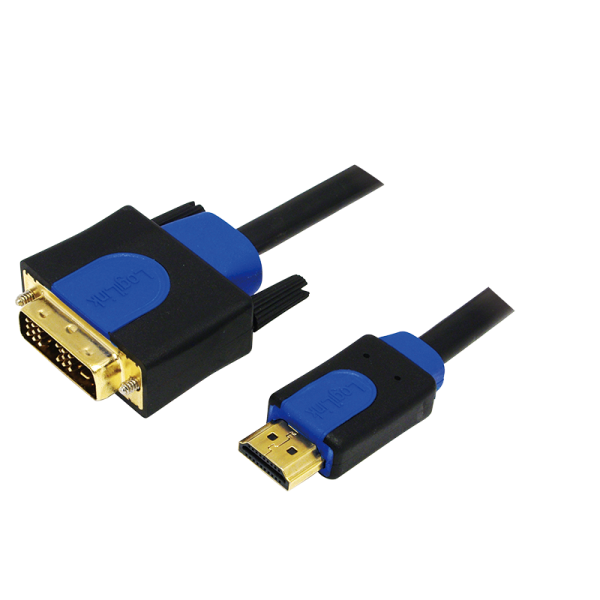 LogiLink HDMI Kabel zu DVI vergoldet schwarz/blau 10 m