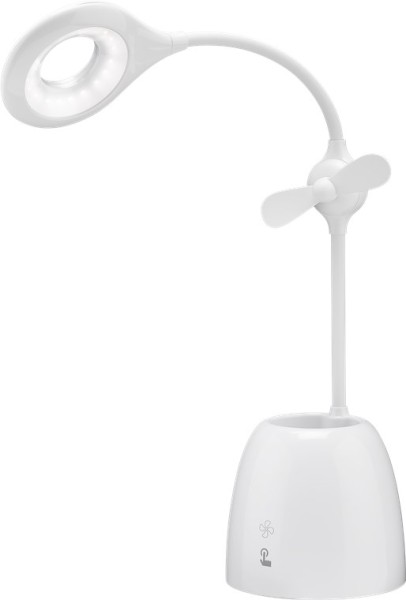 goobay LED Schreibtischleuchte Fan + Pen Box weiß (1er Faltschachtel)