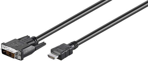 goobay HDMI/DVI D Kabel 19 polig HDMI Stecker auf DVI D 18+1 Stecker schwarz 2 m