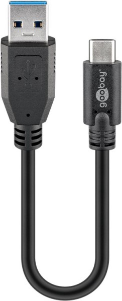 goobay Sync und Charge Super Speed Ladekabel USB C auf USB A 3.0 schwarz 0,15 m