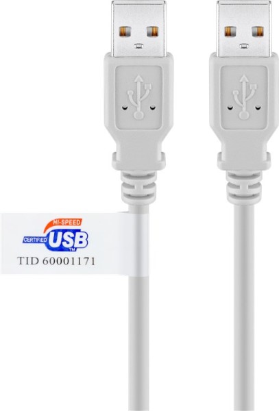 goobay USB 2.0 Hi-Speed Kabel A Stecker auf A Stecker mit USB Logo grau 3 m