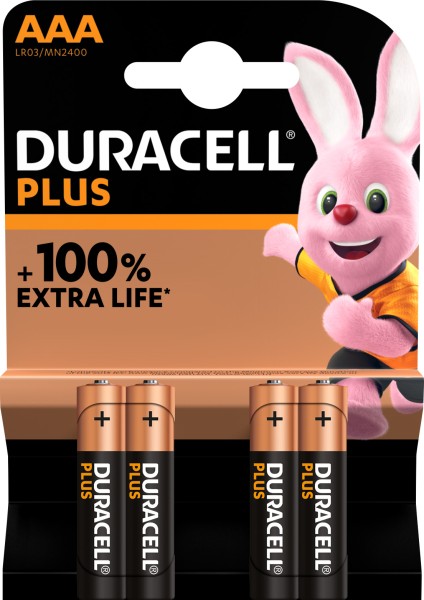 Duracell Plus Alkaline Micro AAA LR03 1.5 V (4er Blister)