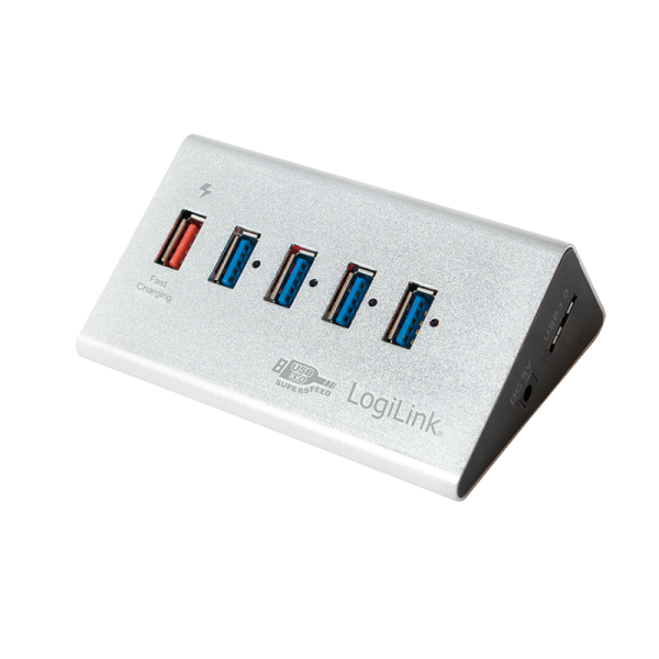 LogiLink USB 3.0 Super Speed Hub 4 Ports + 1 x Schnell Ladeport (1er Faltschachtel)