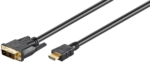 goobay HDMI/DVI D Kabel 19 polig HDMI Stecker auf DVI D 18+1 Stecker vergoldet 1 m