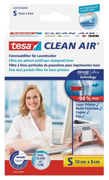 tesa Clean Air Feinstaubfilter für Laserdrucker S (1er Faltschachtel)