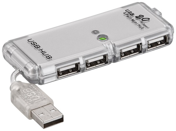 goobay 4 fach USB 2.0 Hi-Speed HUB/Verteiler grau (1er Blister)