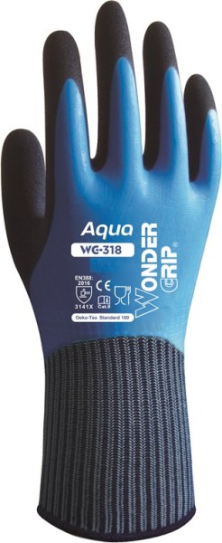 Wonder Grip WG-318 Arbeitshandschuhe Aqua blau M/8 (Bulk)