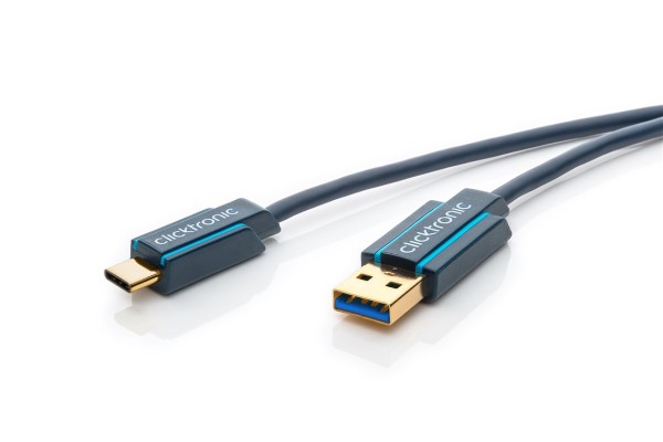 clicktronic USB-C-auf-USB-A 3.2 Gen 1 Adapterkabel 3 m (1er Faltschachtel)