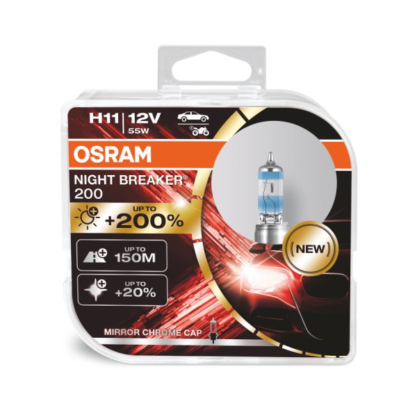 OSRAM NIGHT BREAKER 200 H11 PGJ19-2 12V/55 W (2er Box)