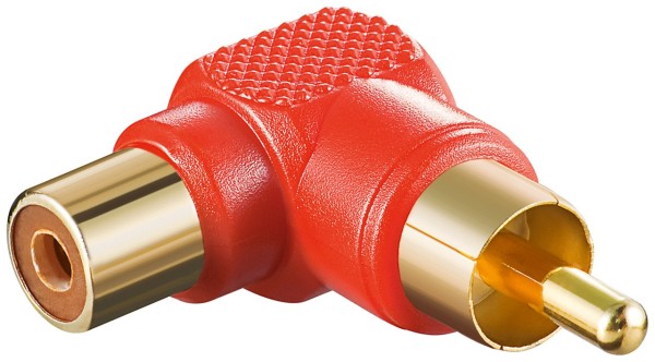 goobay Adapter rot Cinch Stecker auf Cinch Kupplung gewinkelt
