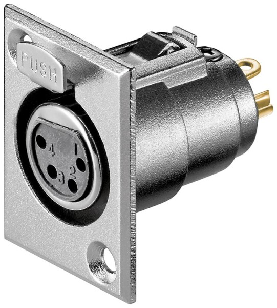 goobay Mikrofon Einbaubuchse XLR 4 Pin mit Verriegelung/vergoldeten Kontakten (Bulk)