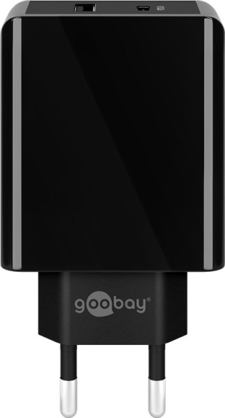 goobay Dual USB-C PD Schnellladegerät 28W schwarz (1er Softpack)