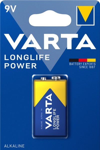 Varta Longlife Power Alkali Mangan Batterie 6LR61 Block 9V (1er Blister)