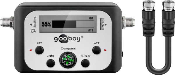 goobay Satelliten Finder mit digitaler Pegelanzeige und akustischem Signalton schwarz/silber (1er Fa